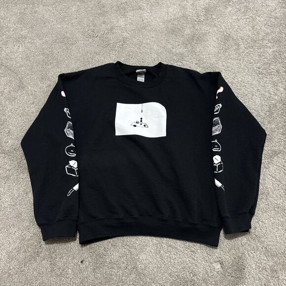 Omocat Omori Sweatshirt Mens Size Small Black Pullover Crewneck Long Sleeve - Picture 1 of 6